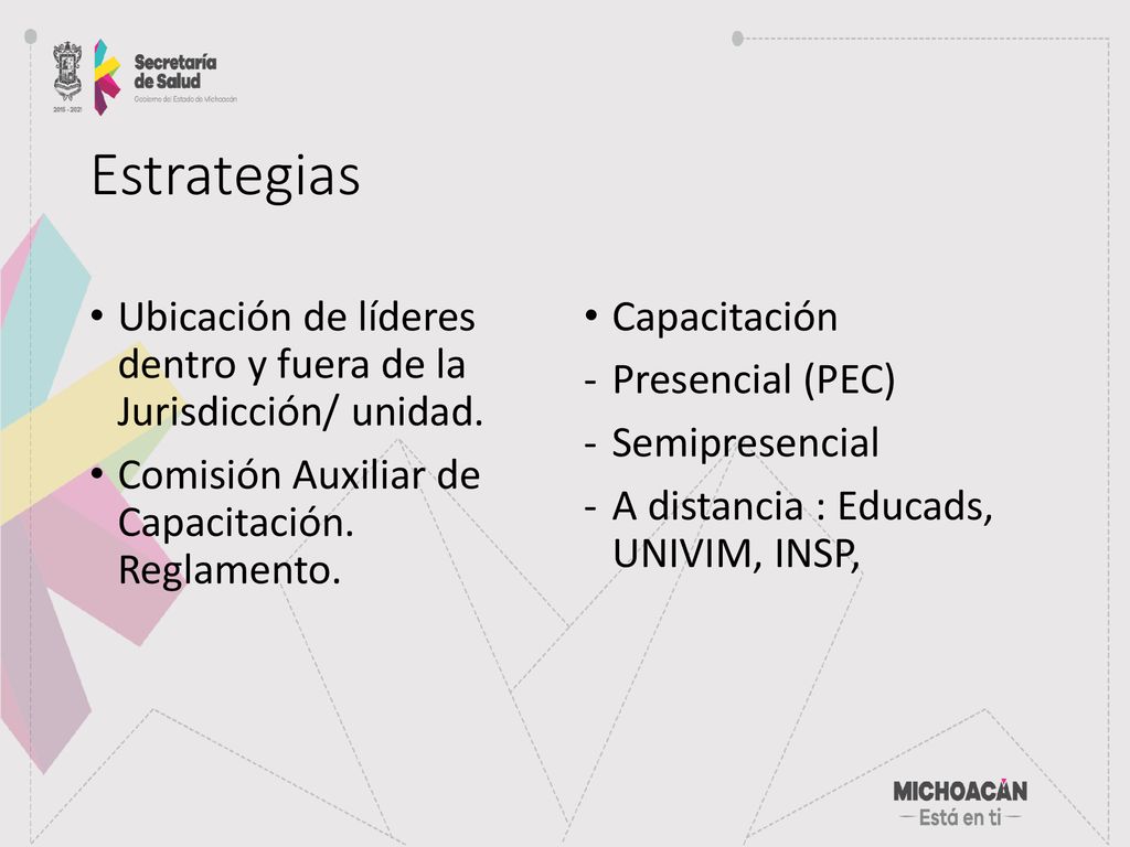 Estrategias Ubicación de líderes dentro y fuera de la Jurisdicción/ unidad. Comisión Auxiliar de Capacitación. Reglamento.