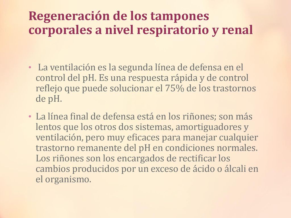 Regeneración de los tampones corporales a nivel respiratorio y renal