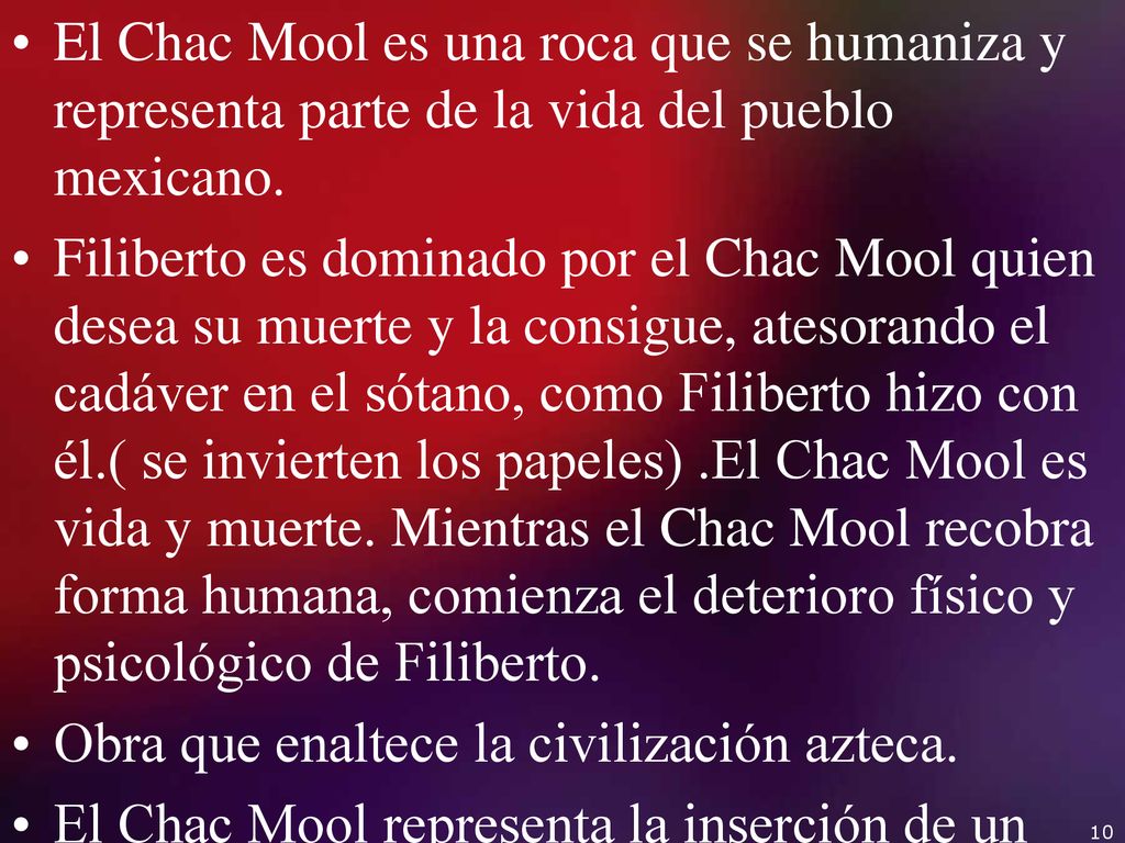 El Chac Mool es una roca que se humaniza y representa parte de la vida del pueblo mexicano.