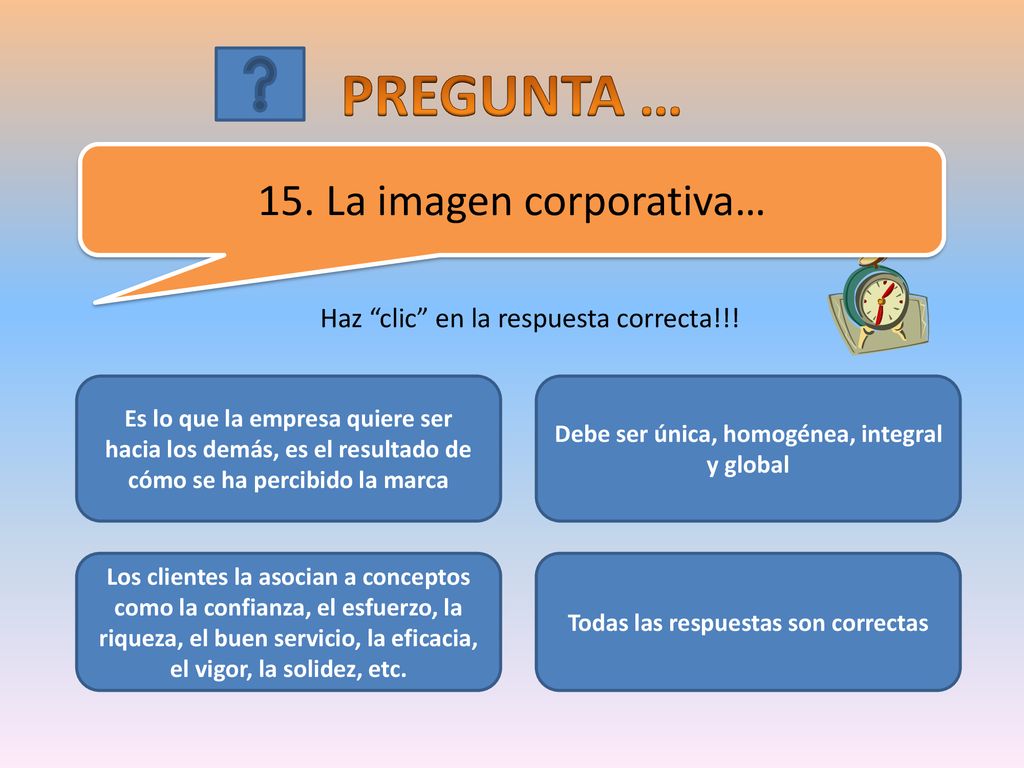 PREGUNTA … 15. La imagen corporativa…