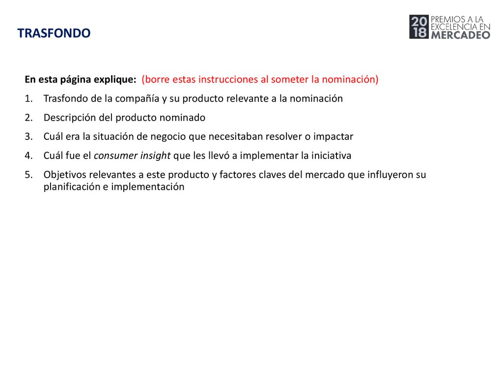 TRASFONDO En esta página explique: (borre estas instrucciones al someter la nominación)