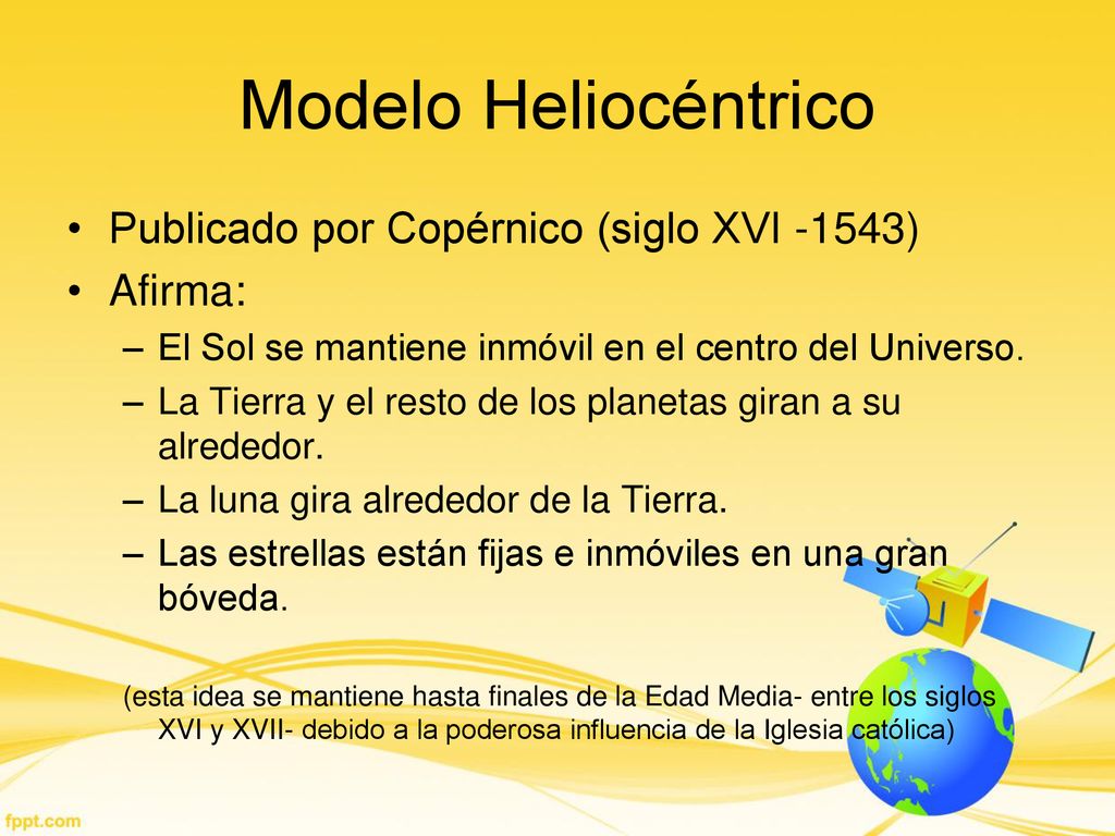 Modelo Heliocéntrico Publicado por Copérnico (siglo XVI -1543) Afirma: