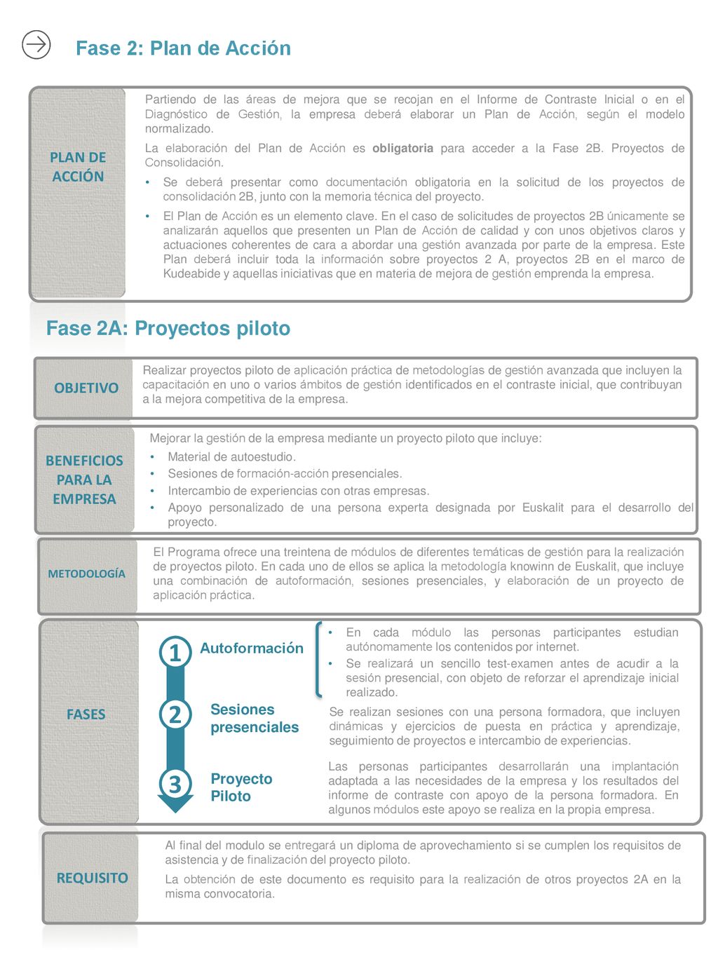 1 2 3 Fase 2: Plan de Acción Fase 2A: Proyectos piloto PLAN DE ACCIÓN