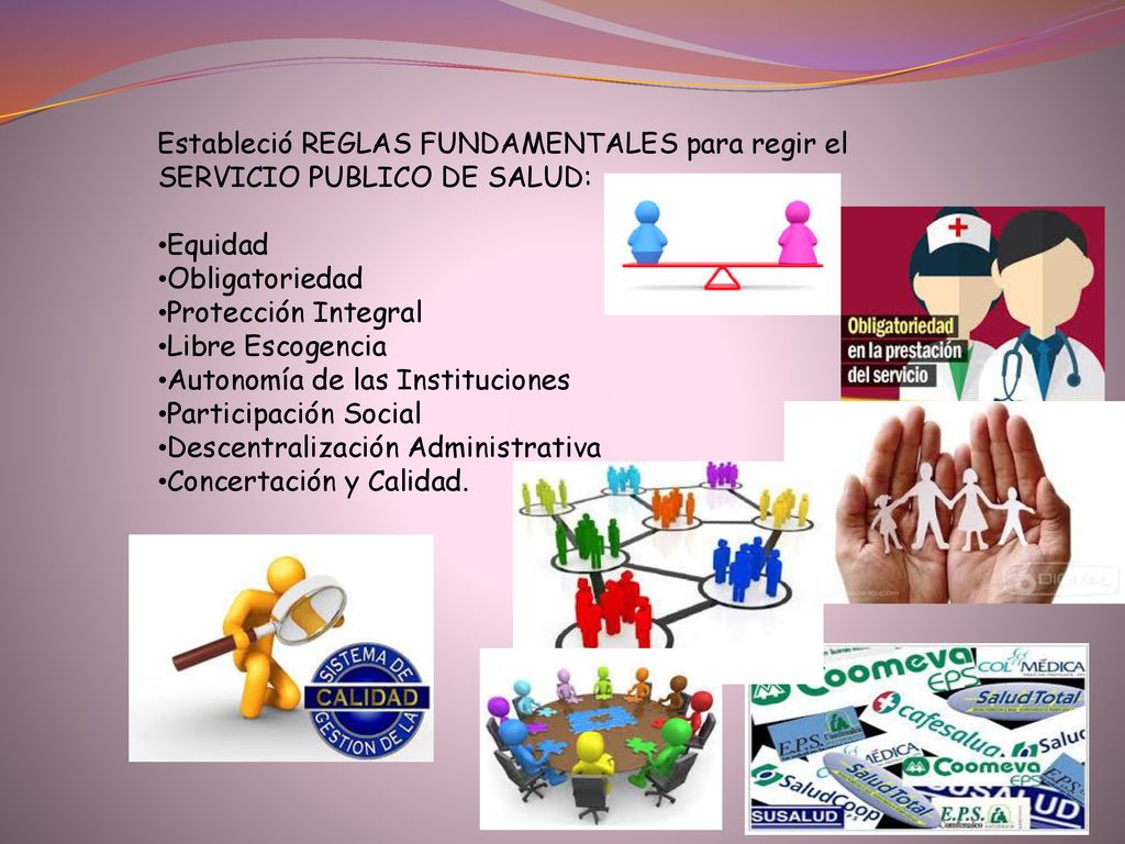 Estableció REGLAS FUNDAMENTALES para regir el SERVICIO PUBLICO DE SALUD: