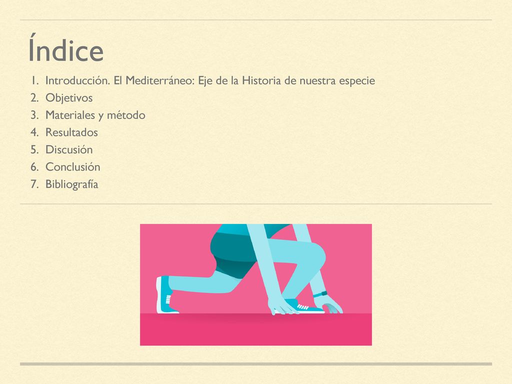 Índice Introducción. El Mediterráneo: Eje de la Historia de nuestra especie. Objetivos. Materiales y método.