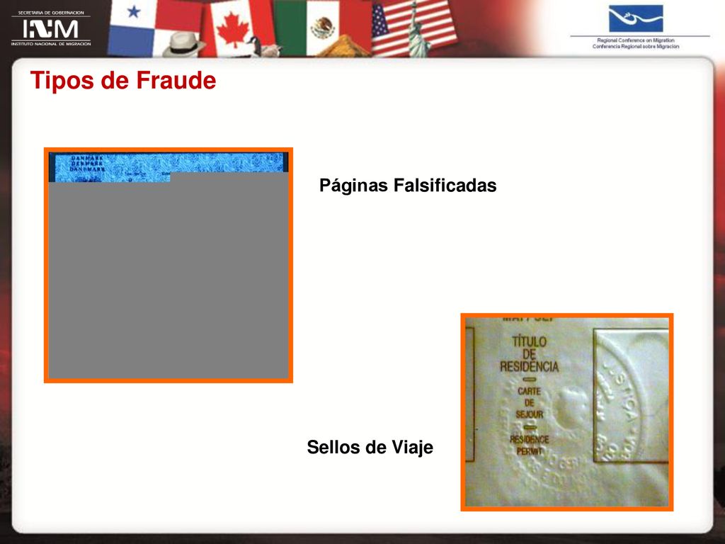 Tipos de Fraude Páginas Falsificadas Sellos de Viaje