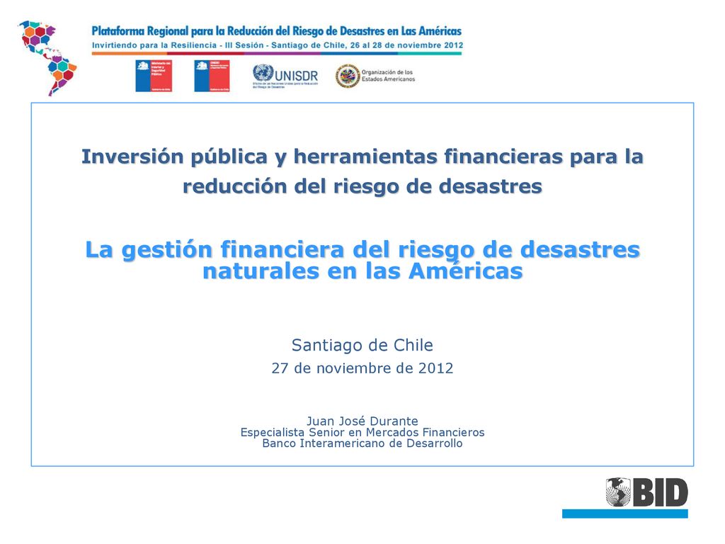 Inversión pública y herramientas financieras para la reducción del riesgo de desastres
