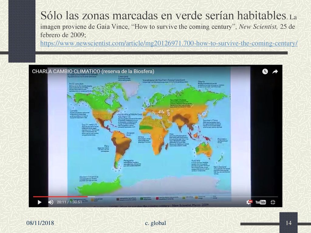 Sólo las zonas marcadas en verde serían habitables