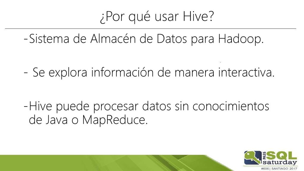 ¿Por qué usar Hive Sistema de Almacén de Datos para Hadoop.