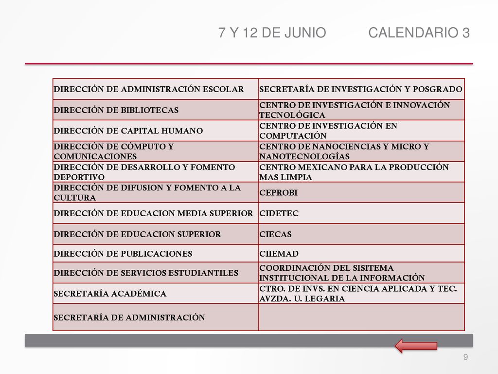 7 Y 12 DE JUNIO CALENDARIO 3 DIRECCIÓN DE ADMINISTRACIÓN ESCOLAR