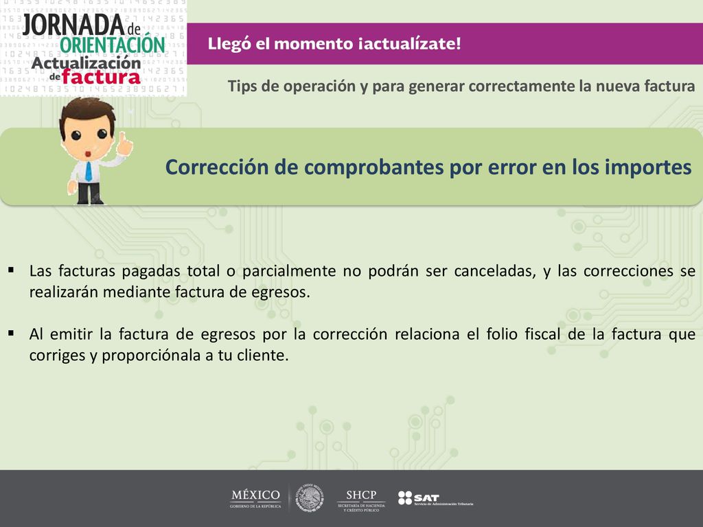 Corrección de comprobantes por error en los importes