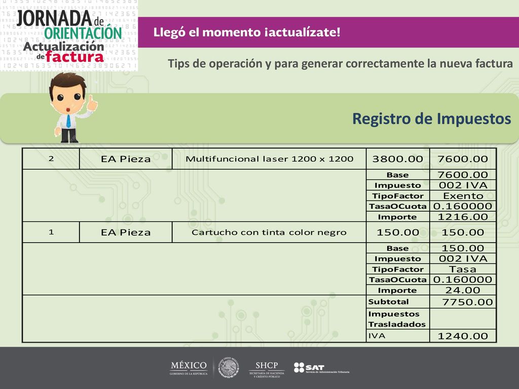 Tips de operación y para generar correctamente la nueva factura