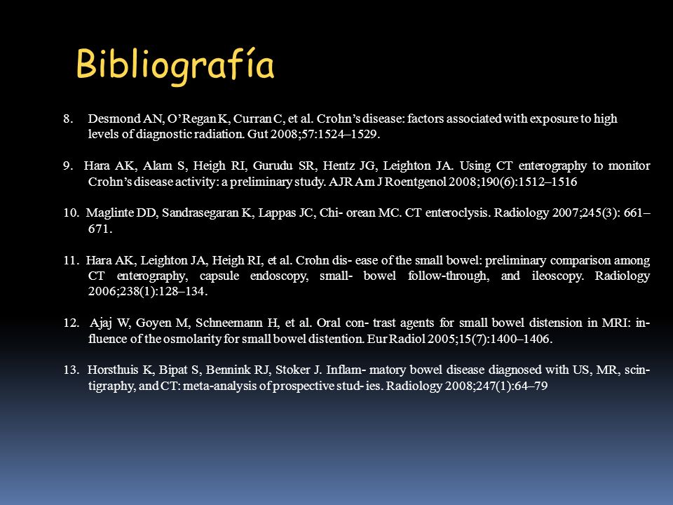 Bibliografía 8. Desmond AN, O’Regan K, Curran C, et al. Crohn’s disease: factors associated with exposure to high.