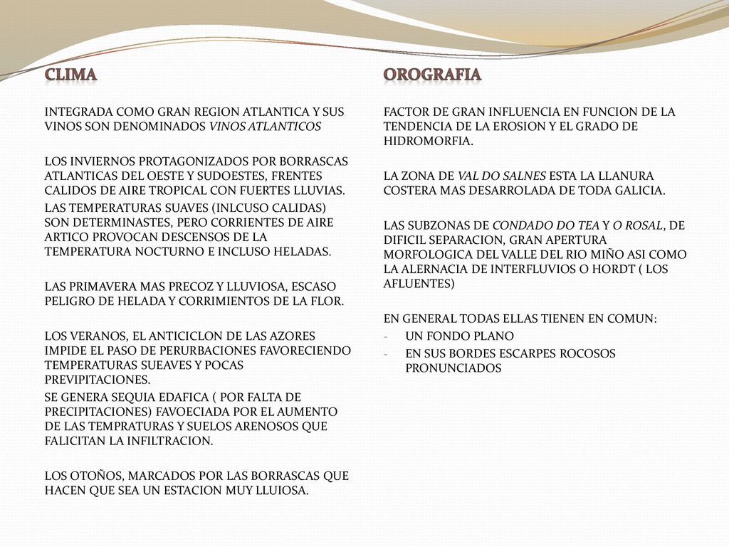 CLIMA INTEGRADA COMO GRAN REGION ATLANTICA Y SUS VINOS SON DENOMINADOS VINOS ATLANTICOS.