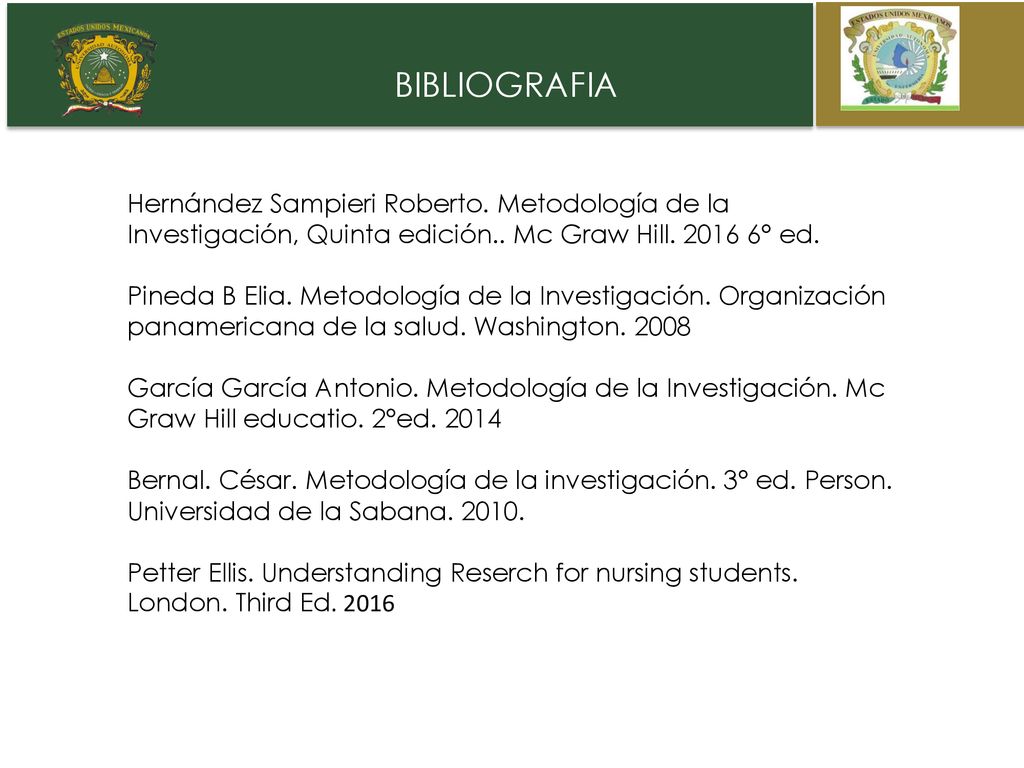 OBJETO BIBLIOGRAFIA. Hernández Sampieri Roberto. Metodología de la Investigación, Quinta edición.. Mc Graw Hill ° ed.