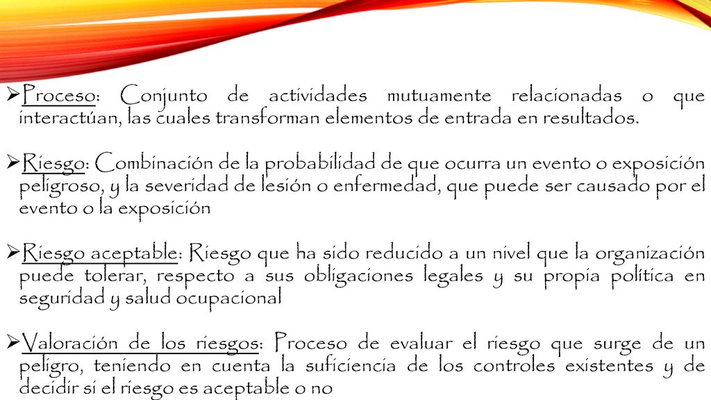 Proceso: Conjunto de actividades mutuamente relacionadas o que interactúan, las cuales transforman elementos de entrada en resultados.