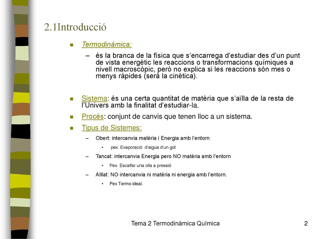 Tema 2 Termodinàmica Química