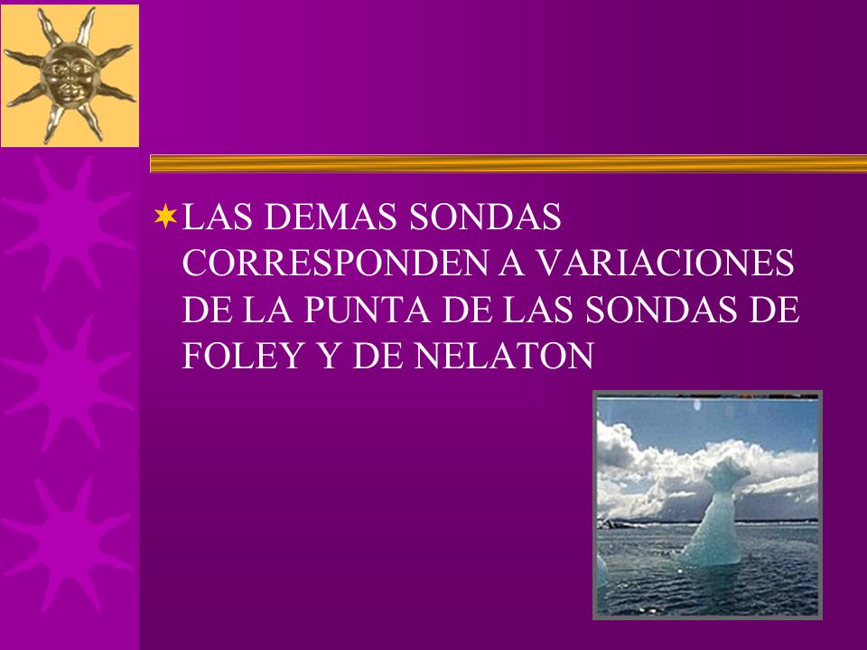LAS DEMAS SONDAS CORRESPONDEN A VARIACIONES DE LA PUNTA DE LAS SONDAS DE FOLEY Y DE NELATON
