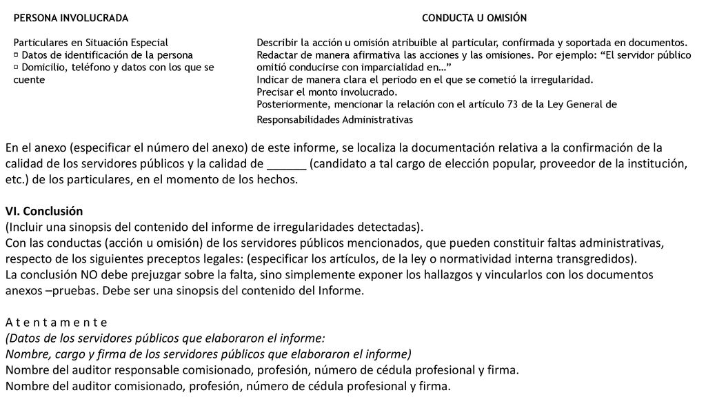 (Datos de los servidores públicos que elaboraron el informe: