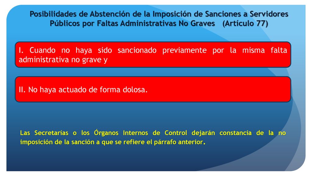Posibilidades de Abstención de la Imposición de Sanciones a Servidores