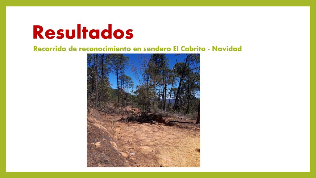 Resultados Recorrido de reconocimiento en sendero El Cabrito - Navidad