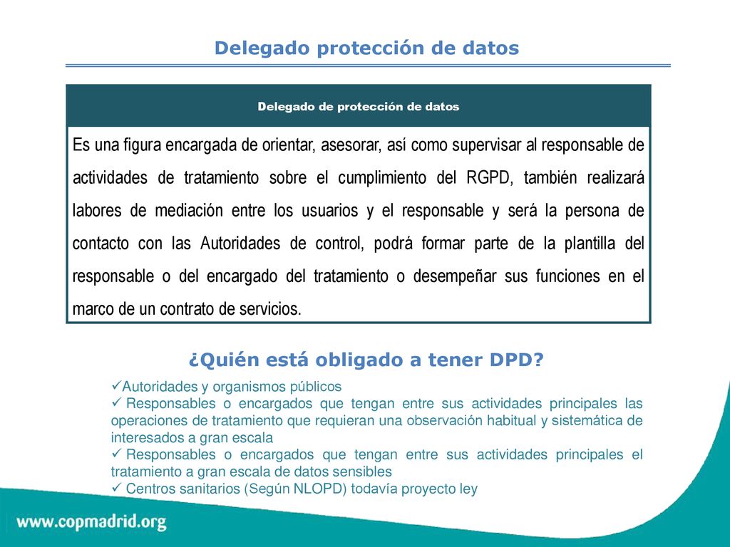 Delegado protección de datos ¿Quién está obligado a tener DPD