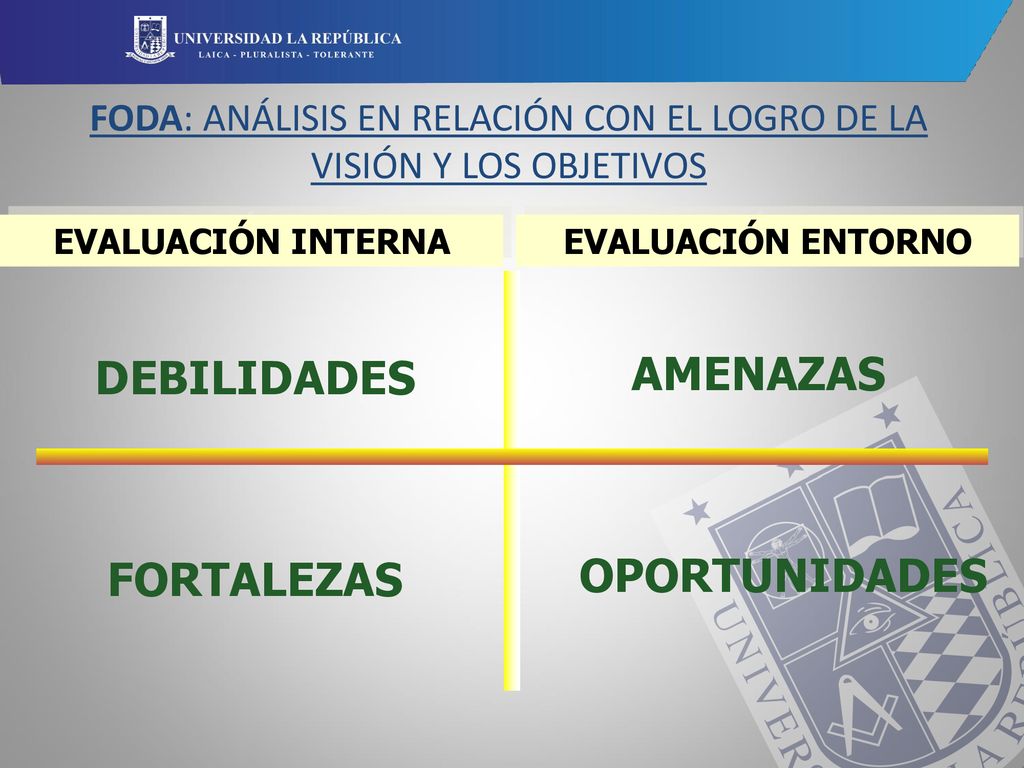FODA: ANÁLISIS EN RELACIÓN CON EL LOGRO DE LA VISIÓN Y LOS OBJETIVOS