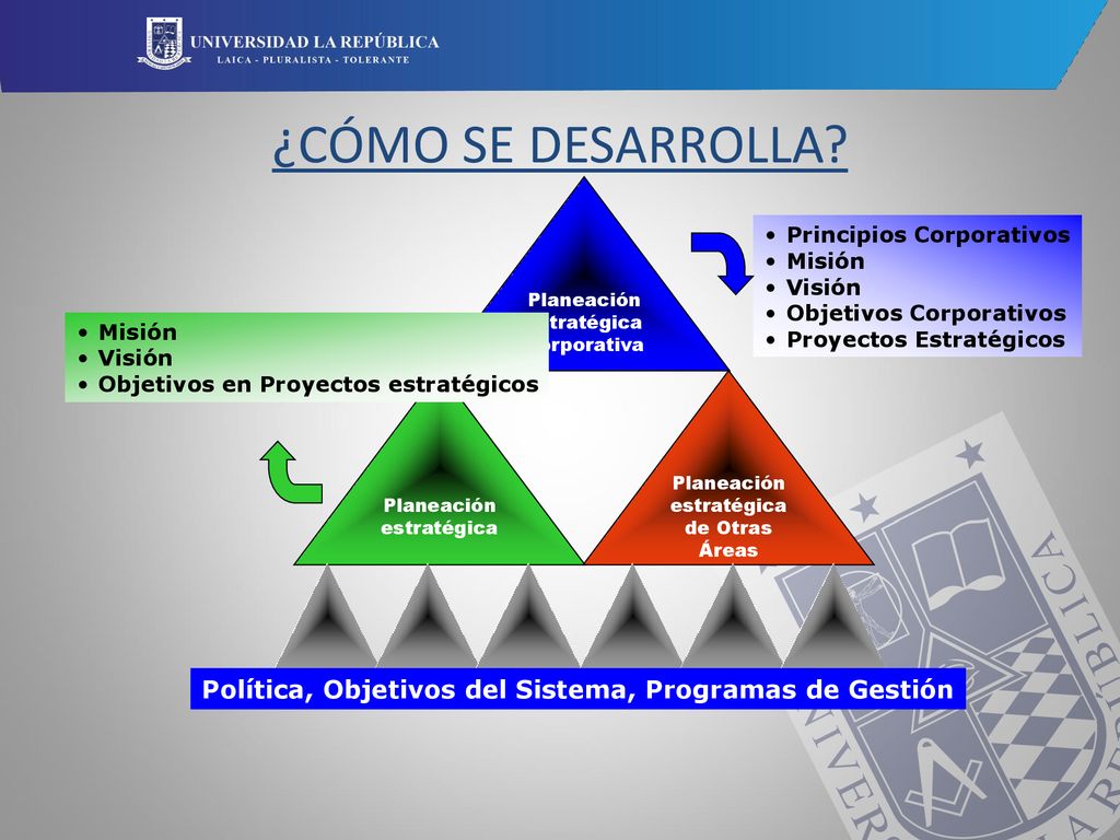 ¿CÓMO SE DESARROLLA Planeación estratégica Corporativa. Principios Corporativos. Misión. Visión.