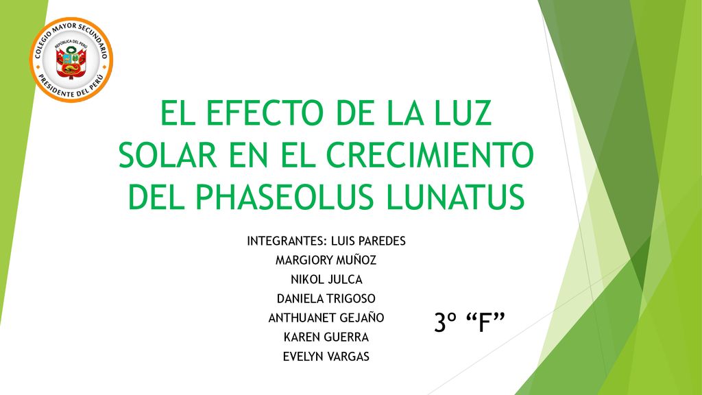 EL EFECTO DE LA LUZ SOLAR EN EL CRECIMIENTO DEL PHASEOLUS LUNATUS