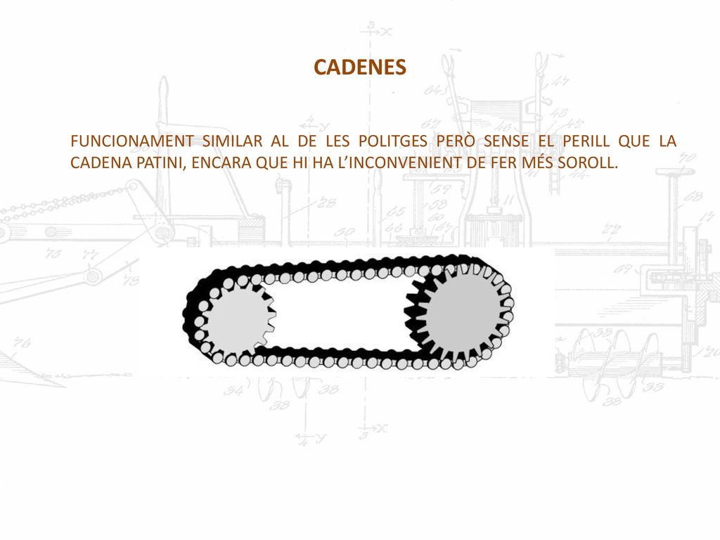 CADENES FUNCIONAMENT SIMILAR AL DE LES POLITGES PERÒ SENSE EL PERILL QUE LA CADENA PATINI, ENCARA QUE HI HA L’INCONVENIENT DE FER MÉS SOROLL.