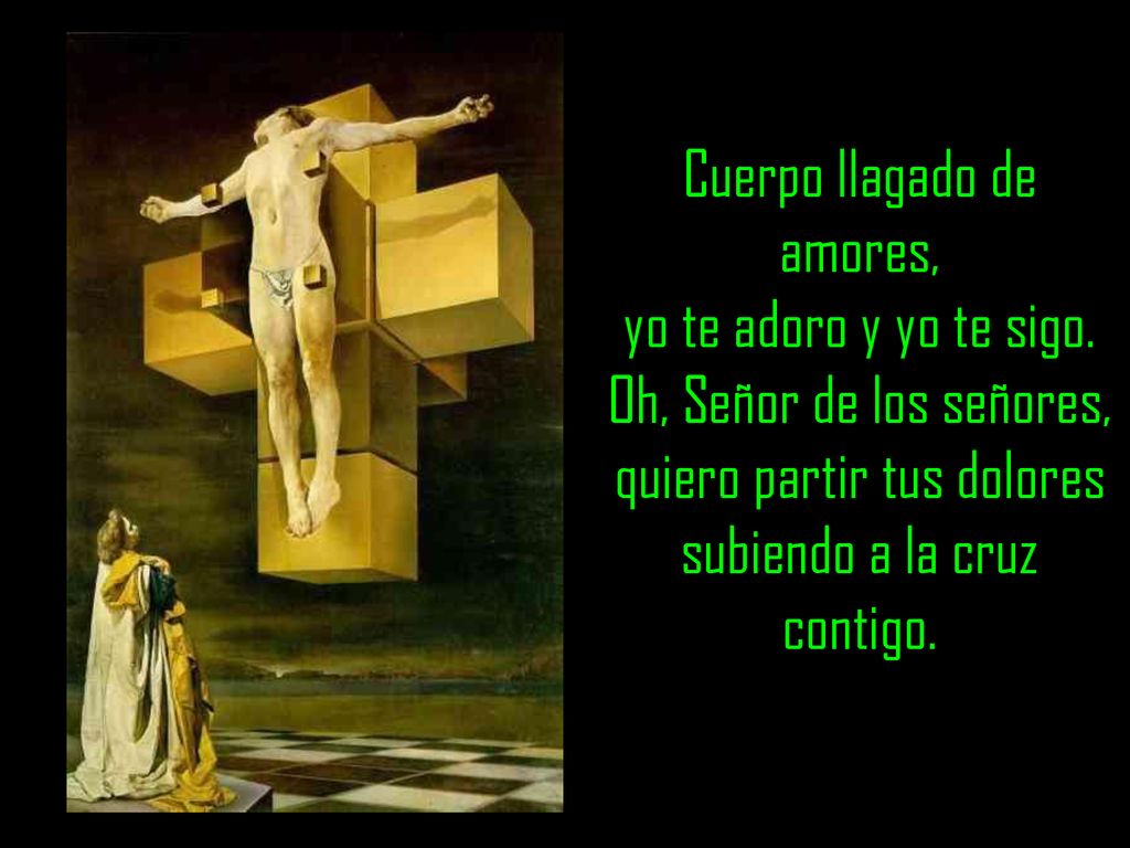 Cuerpo llagado de amores, yo te adoro y yo te sigo.