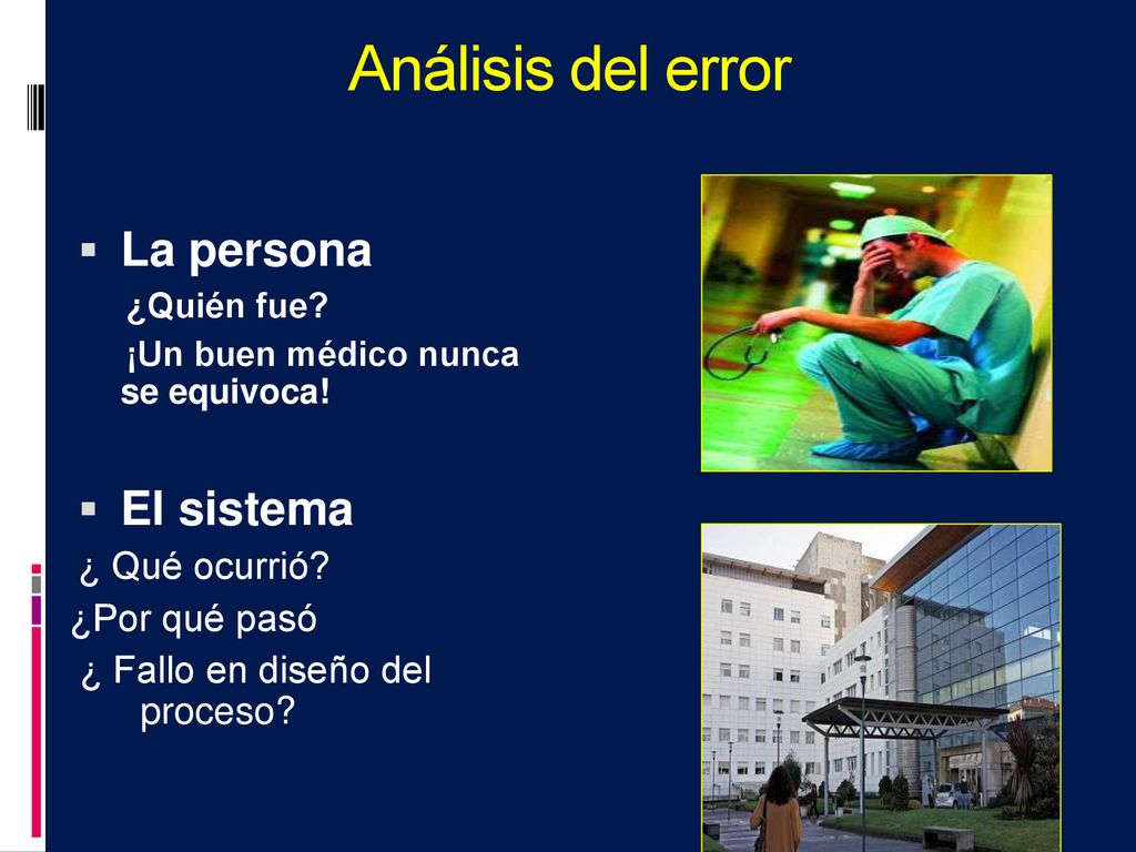 Análisis del error La persona El sistema ¿ Qué ocurrió ¿Por qué pasó
