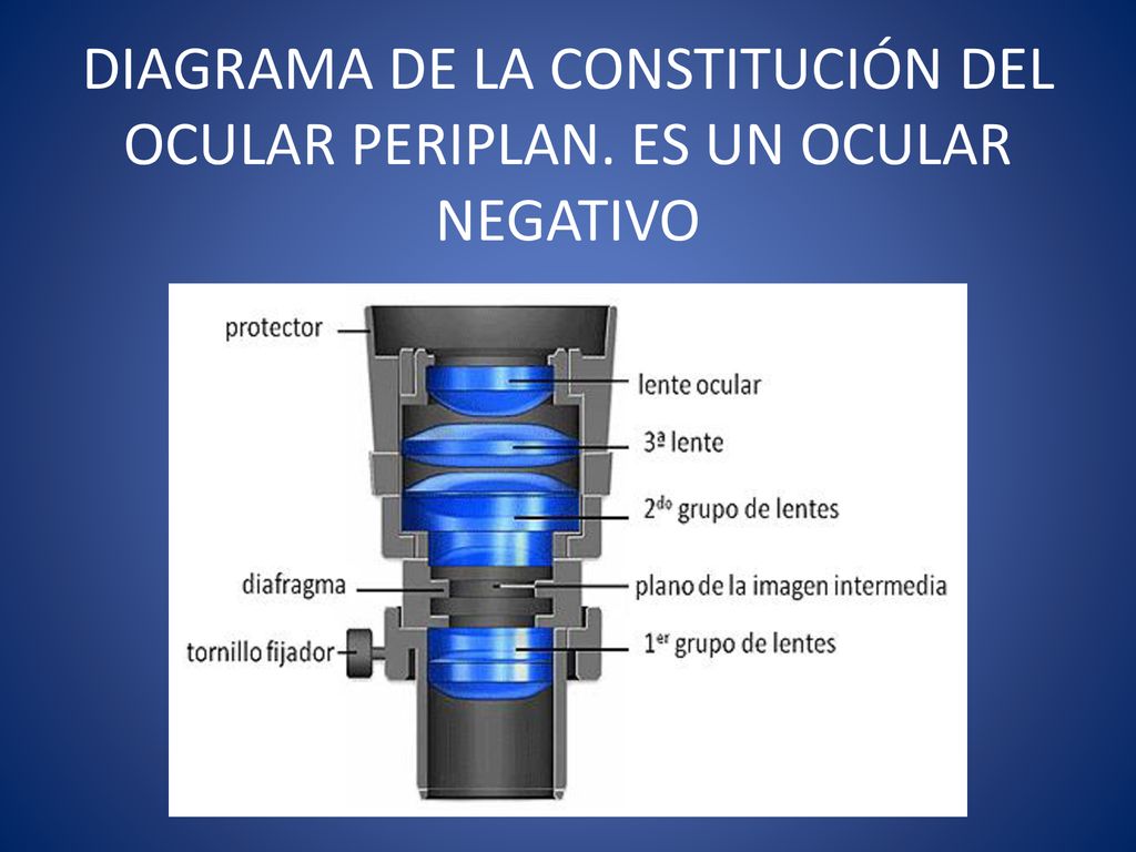 DIAGRAMA DE LA CONSTITUCIÓN DEL OCULAR PERIPLAN. ES UN OCULAR NEGATIVO