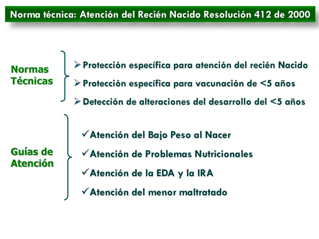 Norma técnica: Atención del Recién Nacido Resolución 412 de 2000