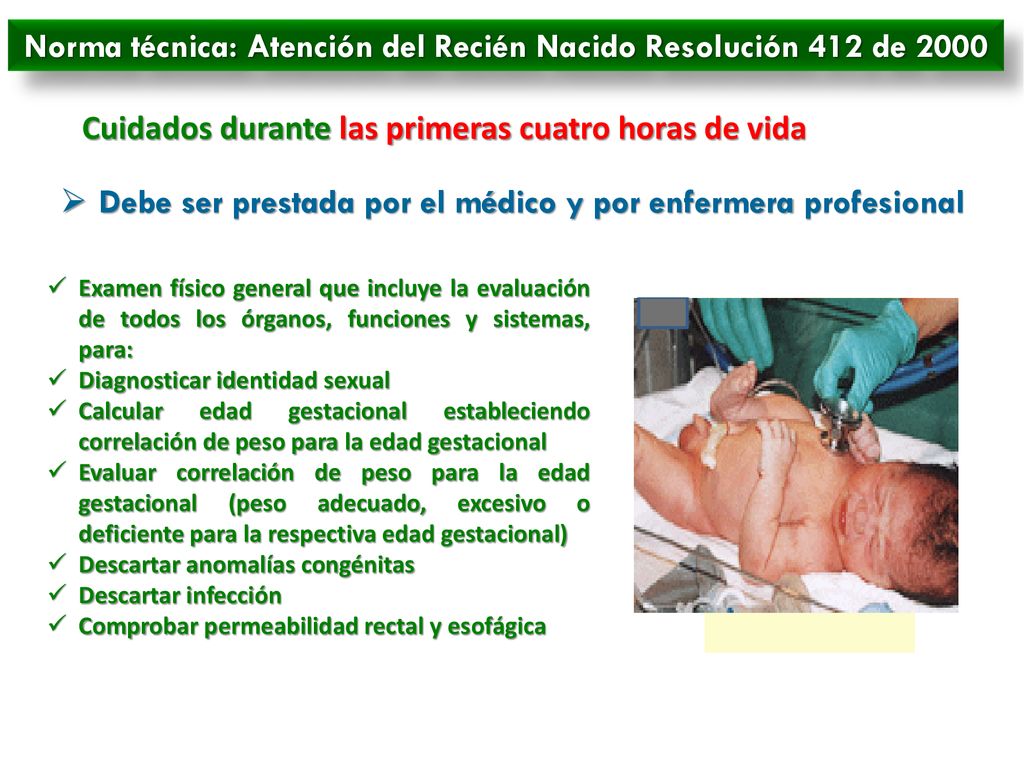 Norma técnica: Atención del Recién Nacido Resolución 412 de 2000