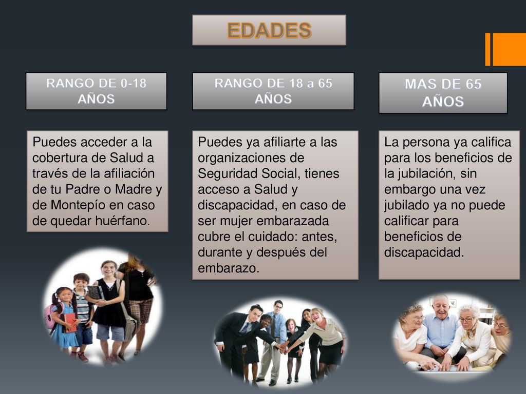 EDADES MAS DE 65 AÑOS RANGO DE 0-18 AÑOS RANGO DE 18 a 65 AÑOS