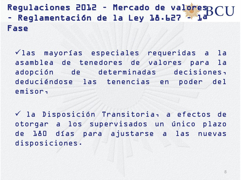 Regulaciones 2012 – Mercado de valores – Reglamentación de la Ley 18