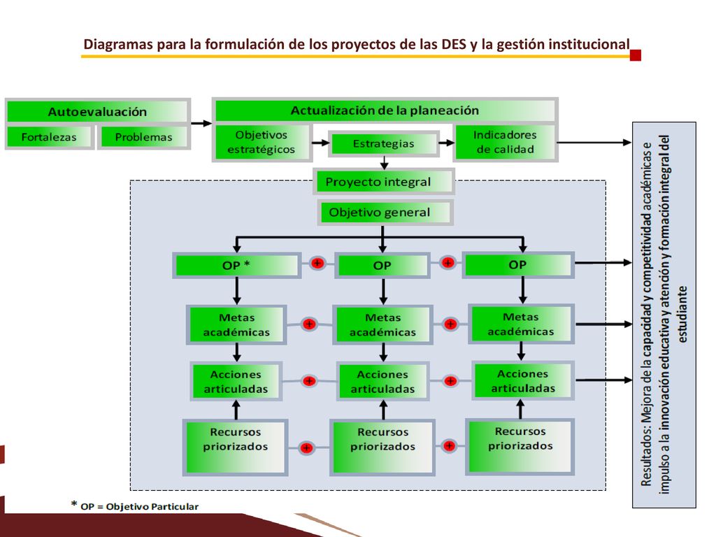 Diagramas para la formulación de los proyectos de las DES y la gestión institucional