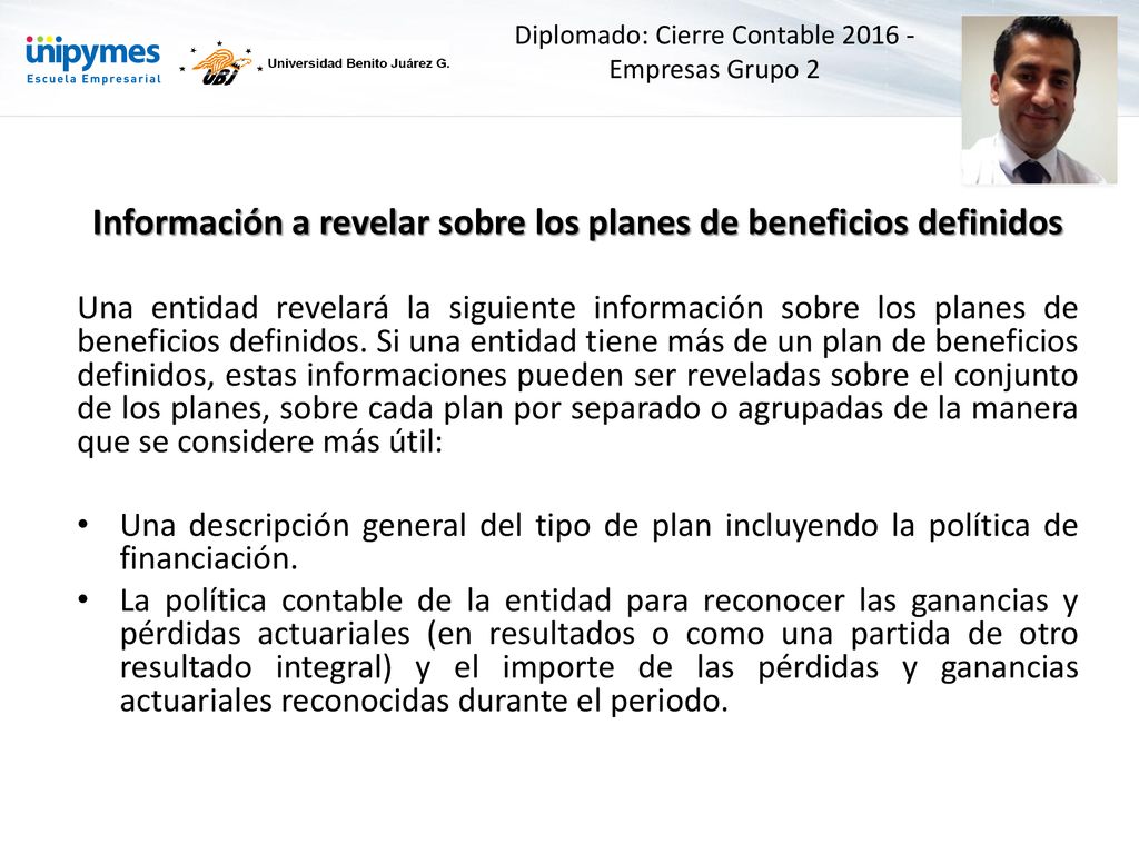 Información a revelar sobre los planes de beneficios definidos
