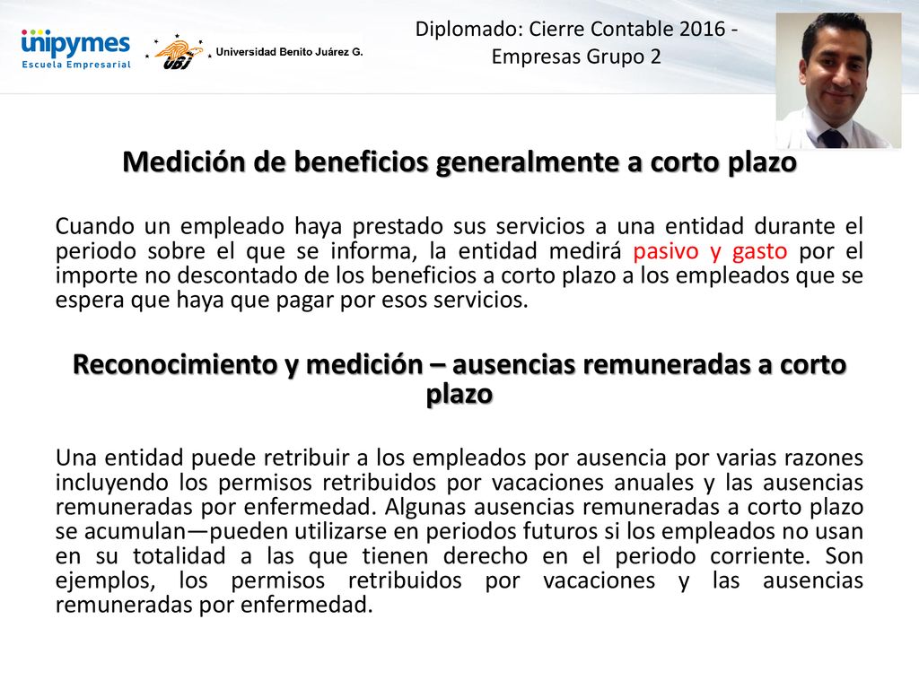 Medición de beneficios generalmente a corto plazo