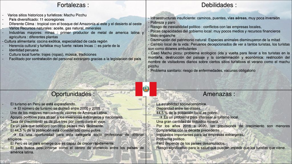 Fortalezas : Debilidades : Oportunidades : Amenazas :