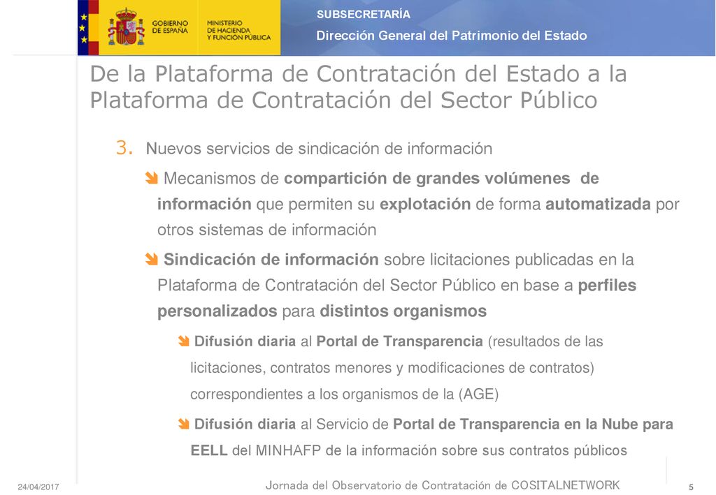 De la Plataforma de Contratación del Estado a la Plataforma de Contratación del Sector Público