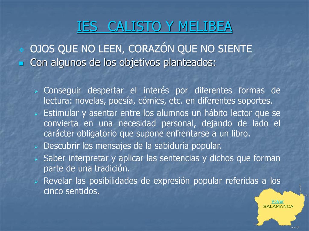 IES CALISTO Y MELIBEA OJOS QUE NO LEEN, CORAZÓN QUE NO SIENTE