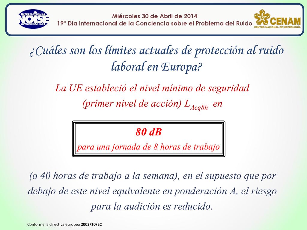 ¿Cuáles son los límites actuales de protección al ruido laboral en Europa