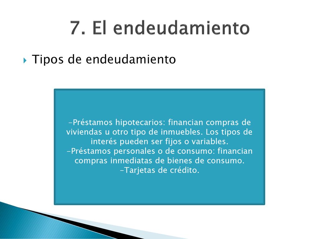 7. El endeudamiento Tipos de endeudamiento