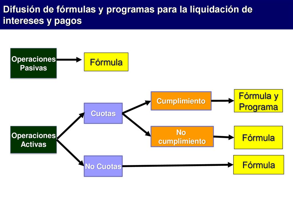 Difusión de fórmulas y programas para la liquidación de intereses y pagos