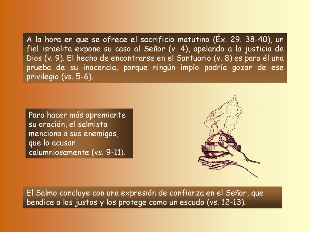 A la hora en que se ofrece el sacrificio matutino (Éx. 29
