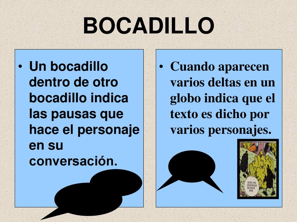 BOCADILLO Un bocadillo dentro de otro bocadillo indica las pausas que hace el personaje en su conversación.