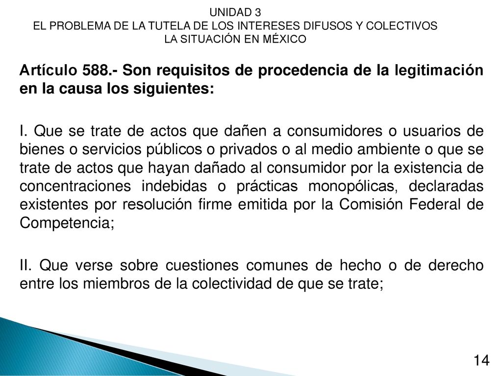 UNIDAD 3 EL PROBLEMA DE LA TUTELA DE LOS INTERESES DIFUSOS Y COLECTIVOS