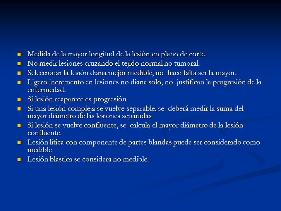 Medida de la mayor longitud de la lesión en plano de corte.